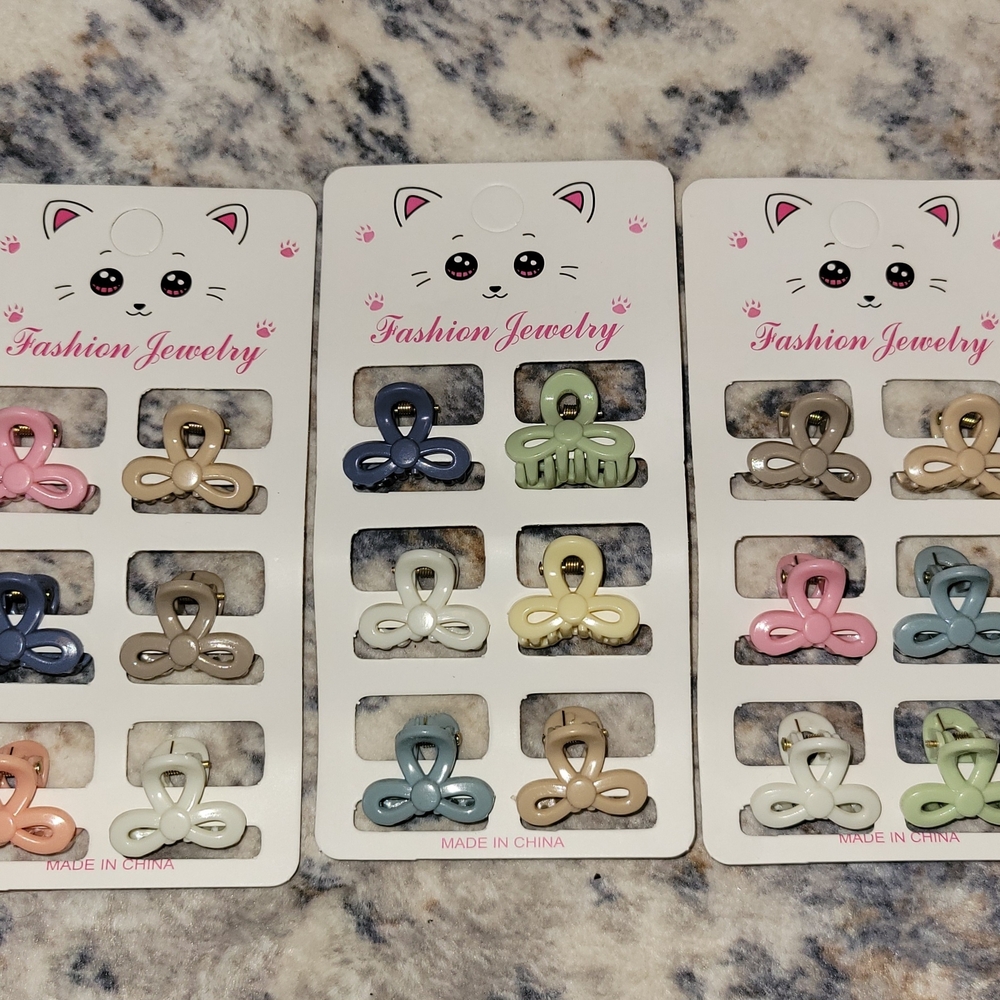 Mini Bow Claw Clips- Set Of 18